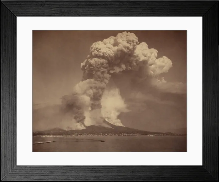 Framed Print : Mount Vesuvius erupting on April 26, 1872, spewing a tall column of smoke and ash. This was the last of 8 eruptions of the volcano in the 19th century Framed Print : Mount Vesuvius erupting on April 26, 1872, spewing a tall column of smoke and ash. This was the last of 8 eruptions of the volcano in the 19th century