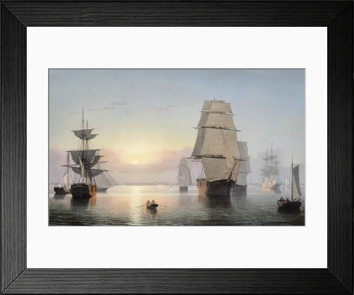 Framed Print : Boston Harbor, Sunset, 1850-55, by Fitz Henry Lane, (1804-1865), American marine painter, oil on canvas Framed Print : Boston Harbor, Sunset, 1850-55, by Fitz Henry Lane, (1804-1865), American marine painter, oil on canvas