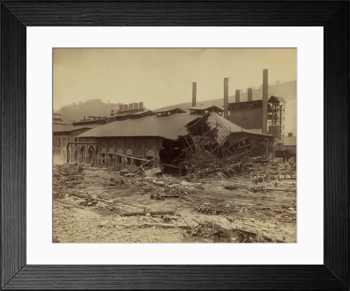 Framed Print : Ruins of Cambria Iron Mills after the Johnstown Flood of May 31, 1889