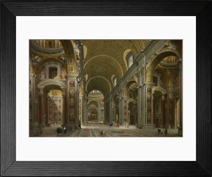 Framed Print : Interior of St. Peter's, Rome, 1731, by Giovanni Paolo Panini, 1691-1765, Italian 18th century painting, oil on canvas