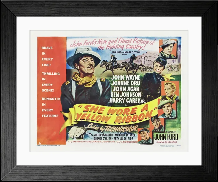 Framed Print : SHE WORE A YELLOW RIBBON, left: John Wayne, right from top: John Agar, Joanne Dru, Harry Carey Jr. Ben Johnson, George O'Brien, Victor McLaglen, 1949