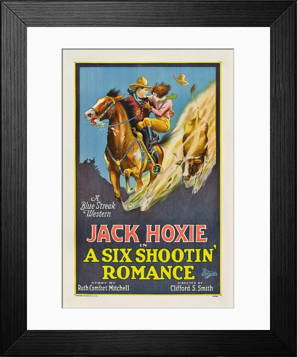 Framed Print : A SIX SHOOTIN ROMANCE, from left: Jack Hoxie, Olive Hasbrouck, 1926