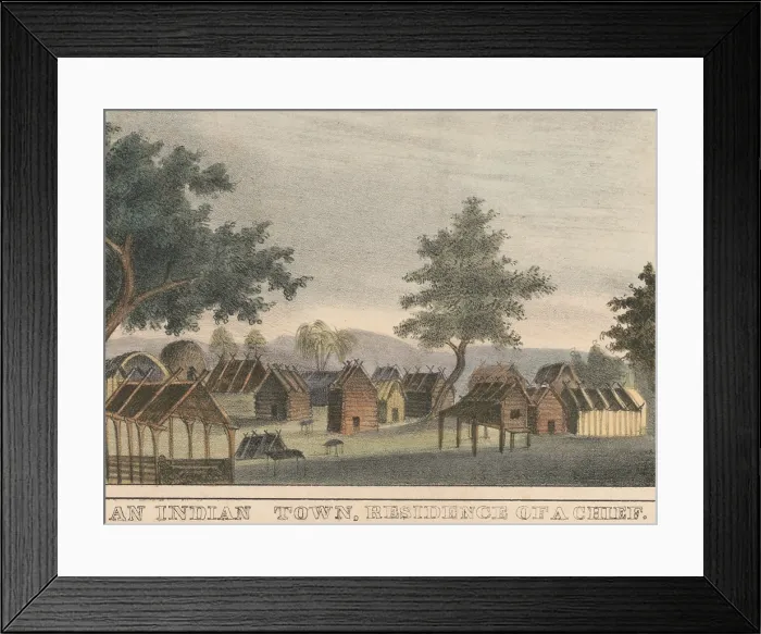 Framed Print : An Indian town in Florida, which was the residence of a chief, during the first years of the Second Seminole War, 1835-37 (BSLOC_2019_8_71)