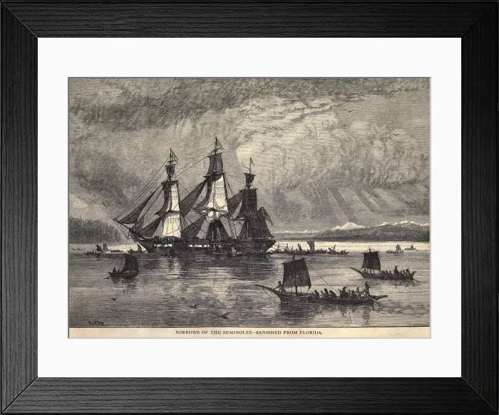 Framed Print : Second Seminole War, 1835-1842. Sorrow of the Seminoles, banished from Florida Framed Print : Second Seminole War, 1835-1842. Sorrow of the Seminoles, banished from Florida