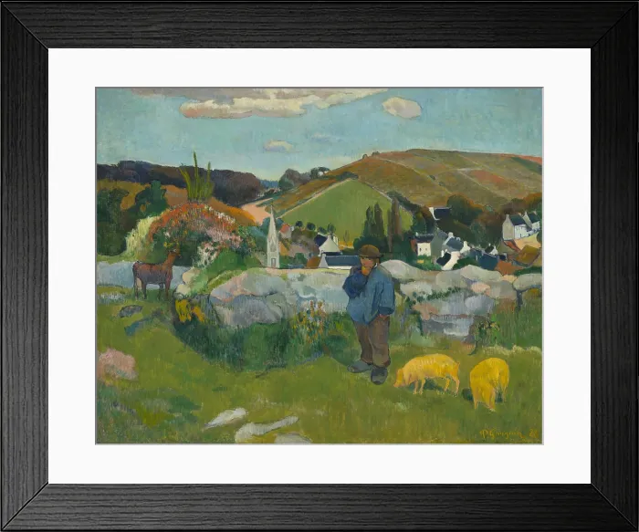 Framed Print : The Swineherd, 1888, by Paul Gauguin, 1848-1903, French Post-Impressionist, painting, oil on canvas Framed Print : The Swineherd, 1888, by Paul Gauguin, 1848-1903, French Post-Impressionist, painting, oil on canvas