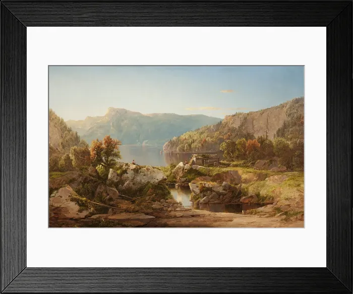Framed Print : Autumn Morning on the Potomac, 1860-1869, by William Louis Sonntag, 1822-1900, American landscape painting, oil on canvas. Two men are fishing in the river, near a log cabin Framed Print : Autumn Morning on the Potomac, 1860-1869, by William Louis Sonntag, 1822-1900, American landscape painting, oil on canvas. Two men are fishing in the river, near a log cabin