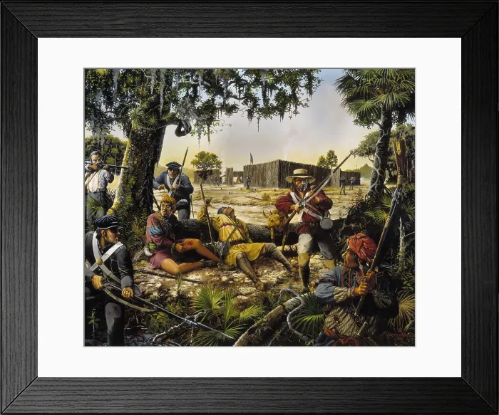 Framed Print : Second Seminole War, 1835-1842. THE MACON VOLUNTEERS, by Jackson Walker Framed Print : Second Seminole War, 1835-1842. THE MACON VOLUNTEERS, by Jackson Walker