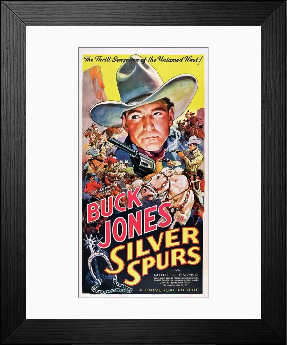 Framed Print : SILVER SPURS, Buck Jones on poster art, 1936