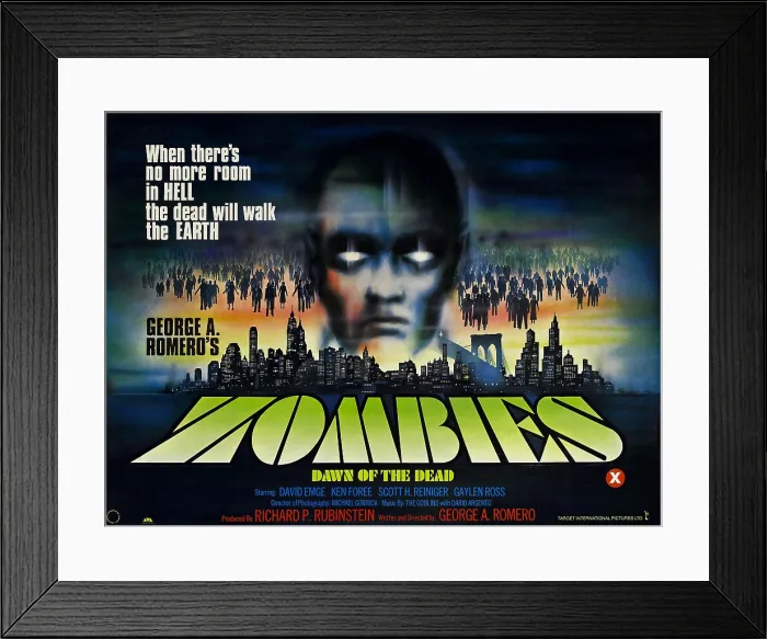Framed Print : DAWN OF THE DEAD, (aka ZOMBIES), foreign poster art, 1978. United Film Distribution Company / Courtesy Everett Collection Framed Print : DAWN OF THE DEAD, (aka ZOMBIES), foreign poster art, 1978. United Film Distribution Company / Courtesy Everett Collection
