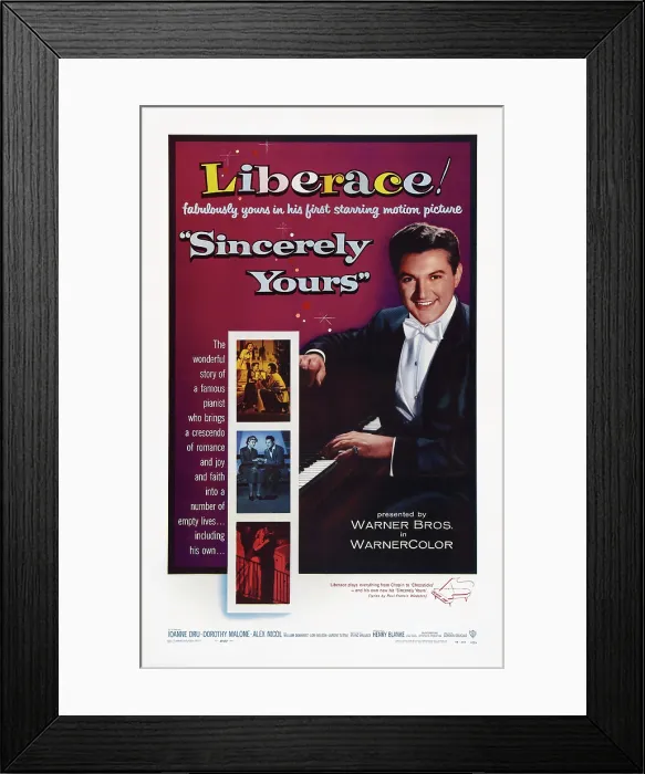 Framed Print : SINCERELY YOURS, US poster art, Liberace, 1955 Framed Print : SINCERELY YOURS, US poster art, Liberace, 1955