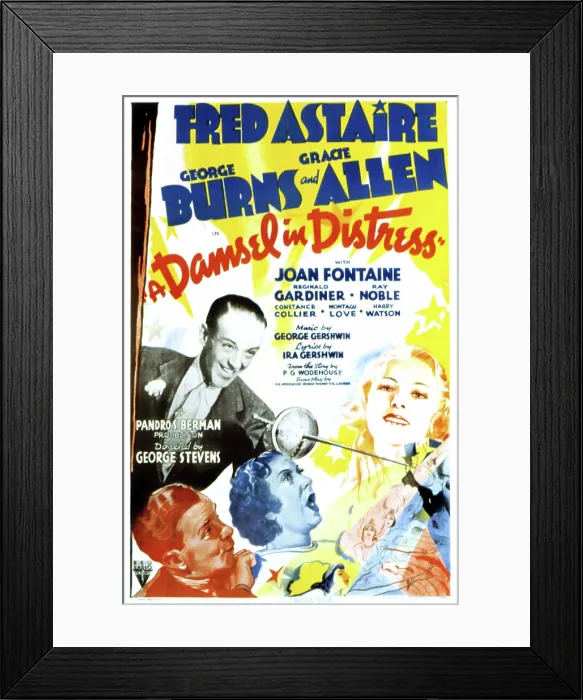 Framed Print : A DAMSEL IN DISTRESS, Fred Astaire, George Burns, Gracie Allen, Joan Fontaine, 1937 Framed Print : A DAMSEL IN DISTRESS, Fred Astaire, George Burns, Gracie Allen, Joan Fontaine, 1937