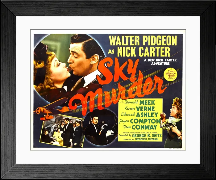 Framed Print : SKY MURDER, top left from left: Kaaren Verne, Walter Pidgeon, 1940