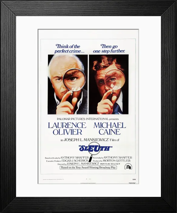 Framed Print : SLEUTH, US poster, from left: Laurence Olivier, Michael Caine, 1972. TM and Copyright 20th Century Fox Film Corp. All rights reserved. / courtesy Everett Collection Framed Print : SLEUTH, US poster, from left: Laurence Olivier, Michael Caine, 1972. TM and Copyright 20th Century Fox Film Corp. All rights reserved. / courtesy Everett Collection