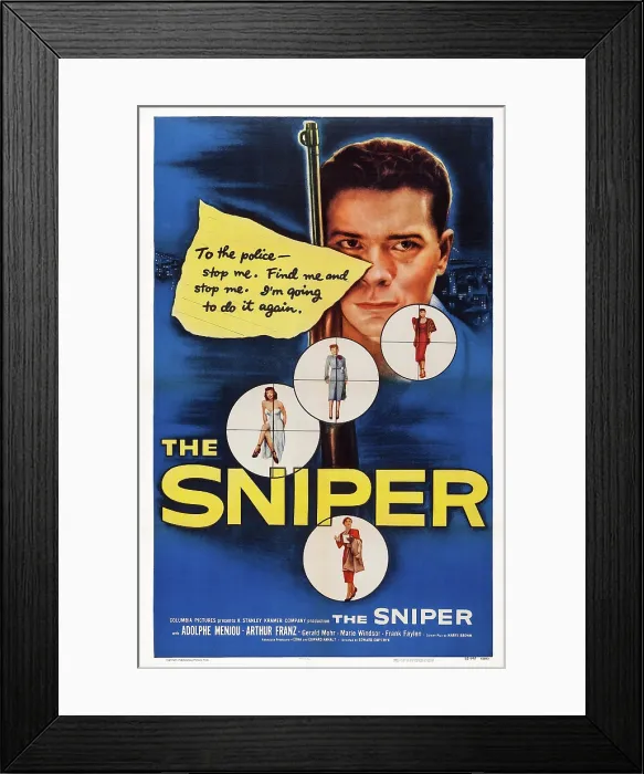 Framed Print : THE SNIPER, Arthur Franz on poster art, 1952