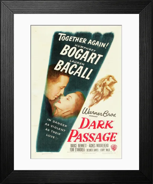 Framed Print : DARK PASSAGE, Humphrey Bogart, Lauren Bacall, 1947