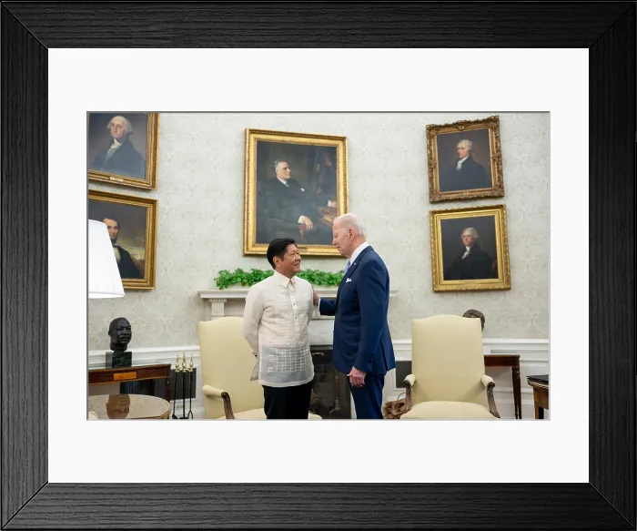 Framed Print : President Joe Biden meets with Philippines President Ferdinand Marcos Jr. in the Oval Office of the White House. May 1, 2023