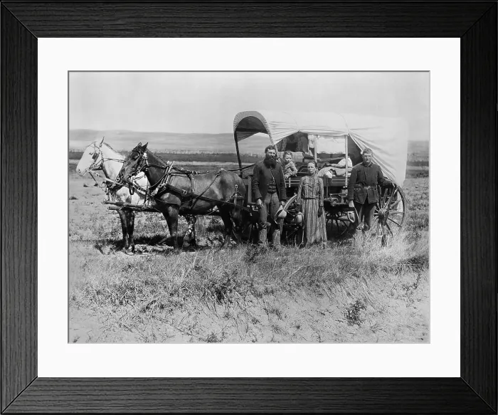 Framed Print : A pioneer family in Loup Valley, in central Nebraska, north of the Platt River, ca. 1886. As the Union Pacific Railroad was built, more settlers followed
