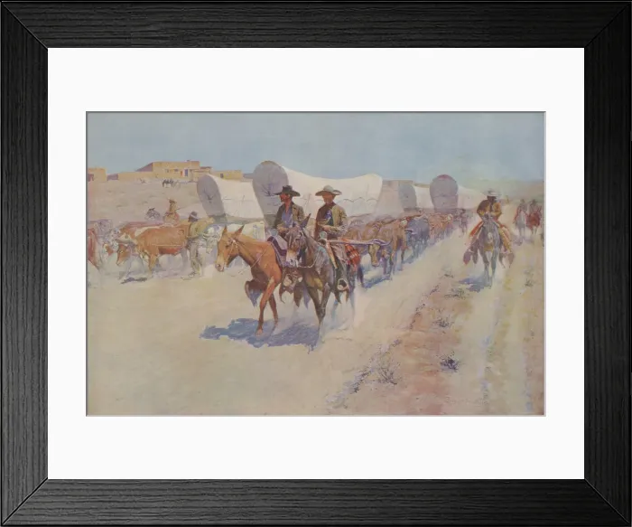 Framed Print : THE SANTA FE TRADE, by Frederick Remington, 1904. The Santa Fe Trail connected Franklin, Missouri, with Santa Fe, New Mexico