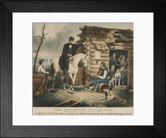 Framed Print : THE ARKANSAS TRAVELER, ca. 1850, lithograph after painting by Edward Payson Washbourne