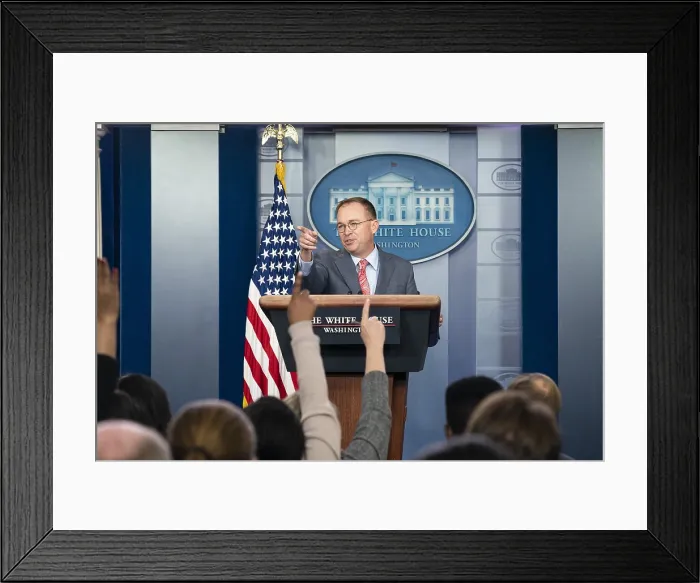 Framed Print : White House acting chief of staff, Mick Mulvaney, acknowledged on Oct