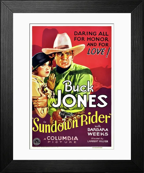 Framed Print : SUNDOWN RIDER, from left: Barbara Weeks, Buck Jones, 1932 Framed Print : SUNDOWN RIDER, from left: Barbara Weeks, Buck Jones, 1932