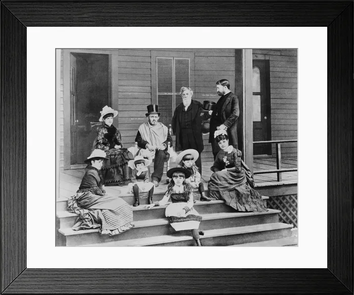 Framed Print : Ulysses S. Grant, with members of his family, and Dr. John H. Douglas on porch of the house at Mount McGregor, New York. June 19, 1885 (BSLOC_2018_10_130)