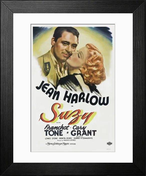 Framed Print : SUZY, US poster art, from left: Cary Grant, Jean Harlow, 1936
