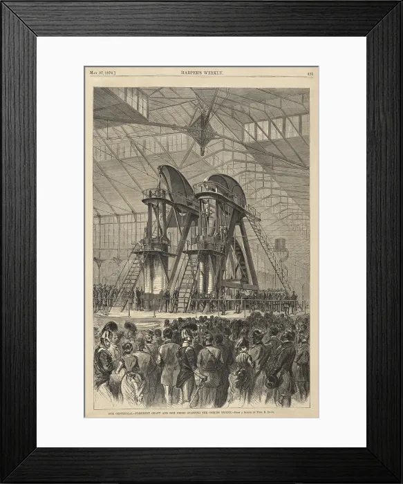 Framed Print : President Ulysses S. Grant and Emperor Pedro II of Brazil started the Corliss Engine at the opening ceremonies of the Centennial Exposition in Philadelphia, 1876 Framed Print : President Ulysses S. Grant and Emperor Pedro II of Brazil started the Corliss Engine at the opening ceremonies of the Centennial Exposition in Philadelphia, 1876
