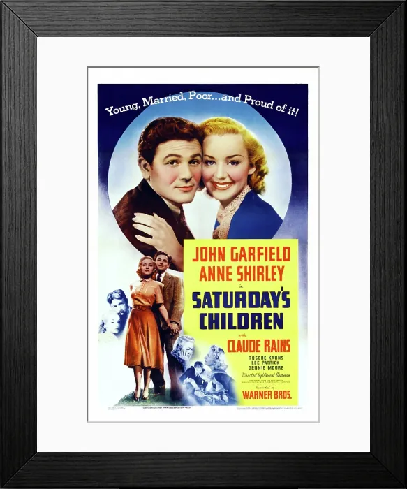 Framed Print : SATURDAY'S CHILDREN, US poster art, from left: John Garfield, Anne Shirley, 1940 Framed Print : SATURDAY'S CHILDREN, US poster art, from left: John Garfield, Anne Shirley, 1940