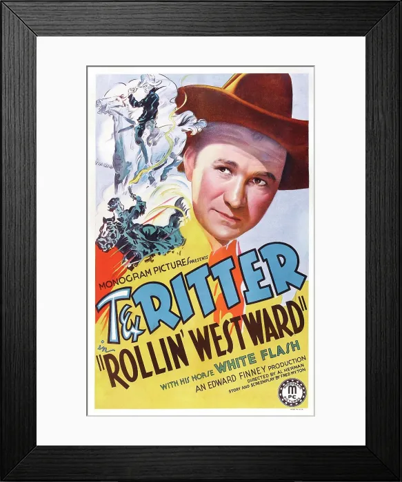 Framed Print : ROLLIN WESTWARD, US poster art, Tex Ritter, 1939 Framed Print : ROLLIN WESTWARD, US poster art, Tex Ritter, 1939