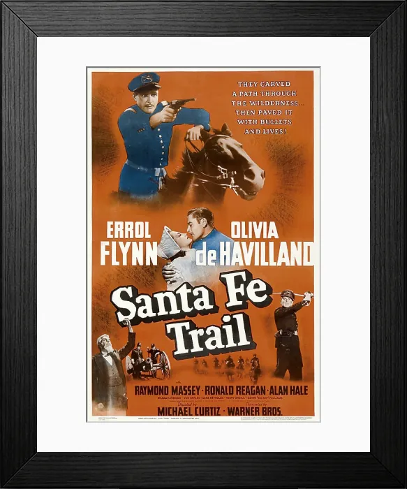 Framed Print : SANTA FE TRAIL, Errol Flynn, (poster), 1940