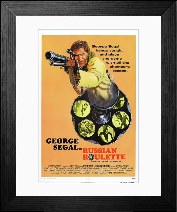 Framed Print : RUSSIAN ROULETTE, US poster art, George Segal, 1975 Framed Print : RUSSIAN ROULETTE, US poster art, George Segal, 1975