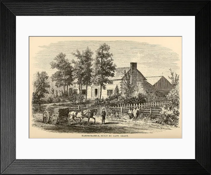 Framed Print : Ulysses Grant built and worked this farm for four years before admitting failure after the 1858 harvest. He named his Missouri farm house Hardscrabble Framed Print : Ulysses Grant built and worked this farm for four years before admitting failure after the 1858 harvest. He named his Missouri farm house Hardscrabble