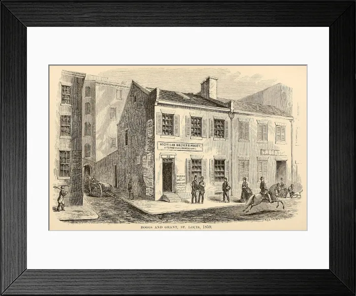 Framed Print : Sign for the office of Boggs and Grant, Real Estate Agents in St. Louis, Missouri, 1859