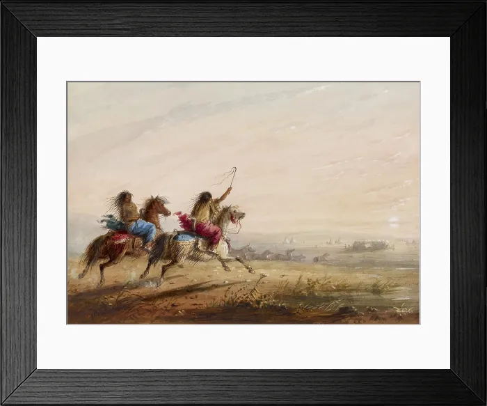 Framed Print : INDIAN GIRLS, RACING, 1858-1860, by Alfred Jacob Miller, painting, watercolor on paper