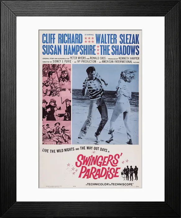 Framed Print : SWINGERS PARADISE, (aka WONDERFUL LIFE), US poster art, right from left: Cliff Richard, Susan Hampshire, 1964
