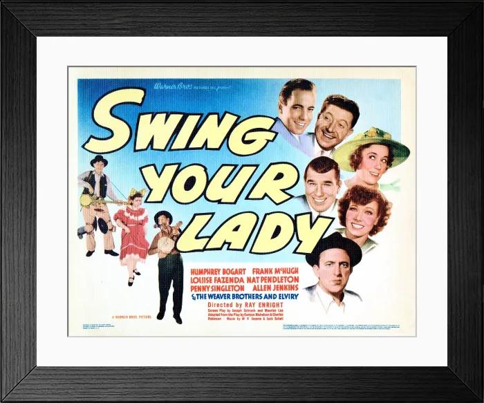 Framed Print : SWING YOUR LADY, right from top: Humphrey Bogart, Frank McHugh, Louise Fazenda, Nat Pendleton, Penny Singleton, Allen Jenkins, 1938