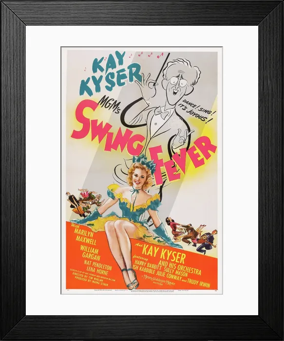 Framed Print : SWING FEVER, US poster art, top: Kay Kyser, bottom: Marilyn Maxwell, 1943