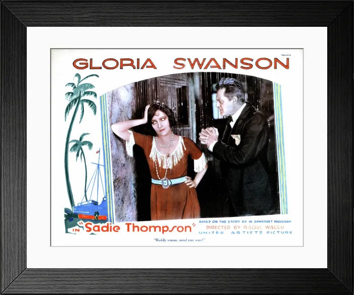 Framed Print : SADIE THOMPSON, Gloria Swanson, Lionel Barrymore, 1928