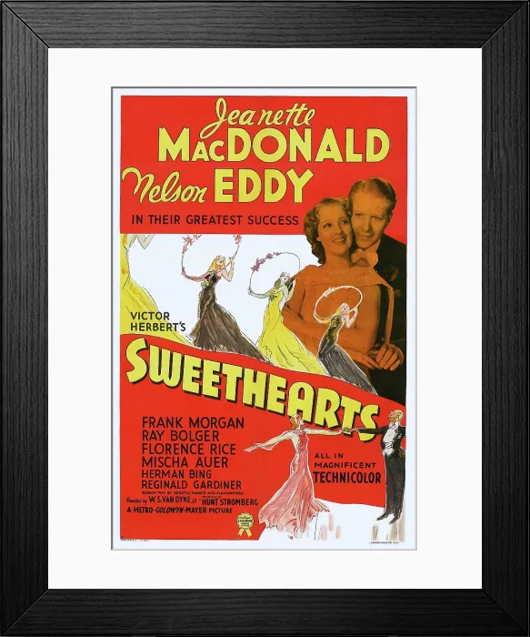 Framed Print : SWEETHEARTS, US poster art, Jeannette MacDonald, Nelson Eddy, 1938