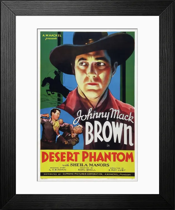 Framed Print : DESERT PHANTOM, US poster art, Johnny Mack Brown, 1936