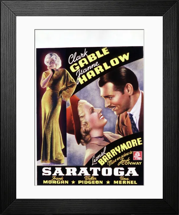 Framed Print : SARATOGA, Jean Harlow, Clark Gable, (French poster), 1937 Framed Print : SARATOGA, Jean Harlow, Clark Gable, (French poster), 1937