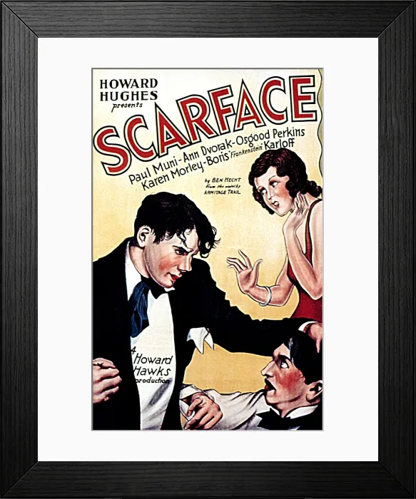 Framed Print : SCARFACE, Paul Muni, Ann Dvorak, Osgood Perkins, 1932