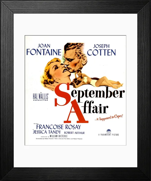 Framed Print : SEPTEMBER AFFAIR, Joan Fontaine, Joseph Cotten, 1951