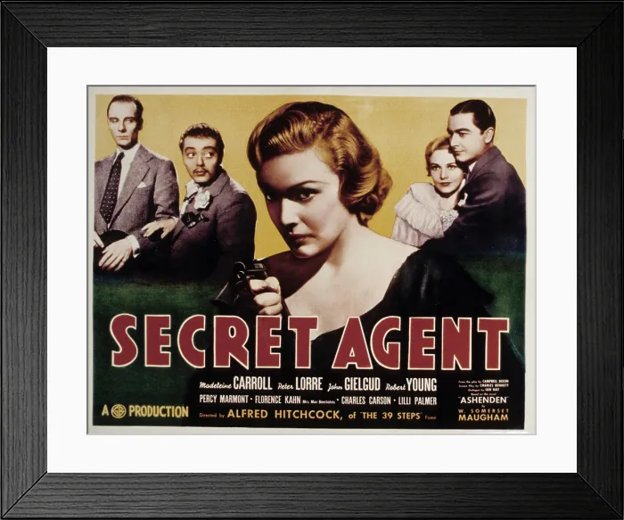 Framed Print : SECRET AGENT, John Gielgud, Peter Lorre, Madeleine Carroll, Robert Young, 1936