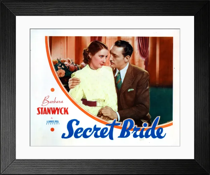 Framed Print : THE SECRET BRIDE, from left, Barbara Stanwyck, Warren William, 1934