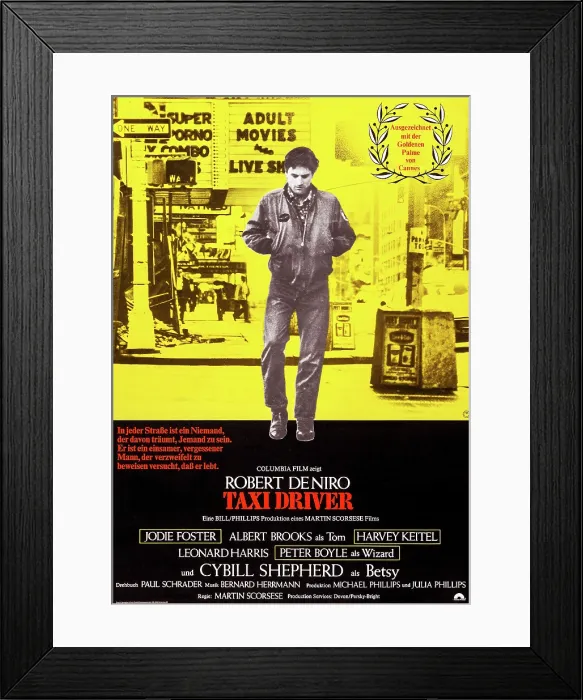Framed Print : TAXI DRIVER, German poster art, Robert De Niro, 1976