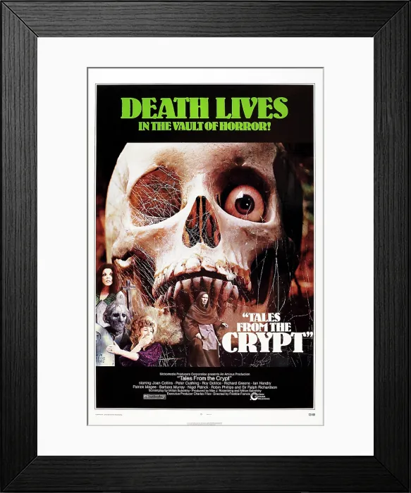 Framed Print : TALES FROM THE CRYPT, US poster, left from top: Joan Collins, Peter Cushing, Barbara Murray, bottom center: Ralph Richardson, 1972
