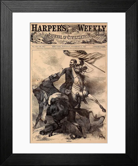 Framed Print : VICTORY! Harper's Weekly published this highly partisan cover illustration of Republican Presidential candidate, Ulysses S Framed Print : VICTORY! Harper's Weekly published this highly partisan cover illustration of Republican Presidential candidate, Ulysses S