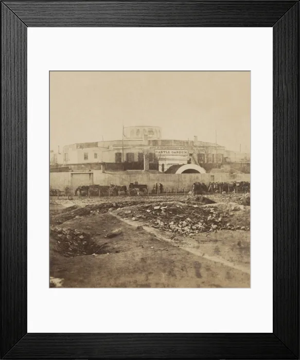 Framed Print : Castle Garden c. 1865, when it was America's first official immigration center. From 1855 to 1890, the Castle was America's first official immigration center